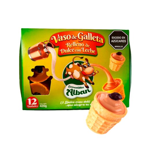 Vaso de galleta relleno de dulce con leche comestibles alban